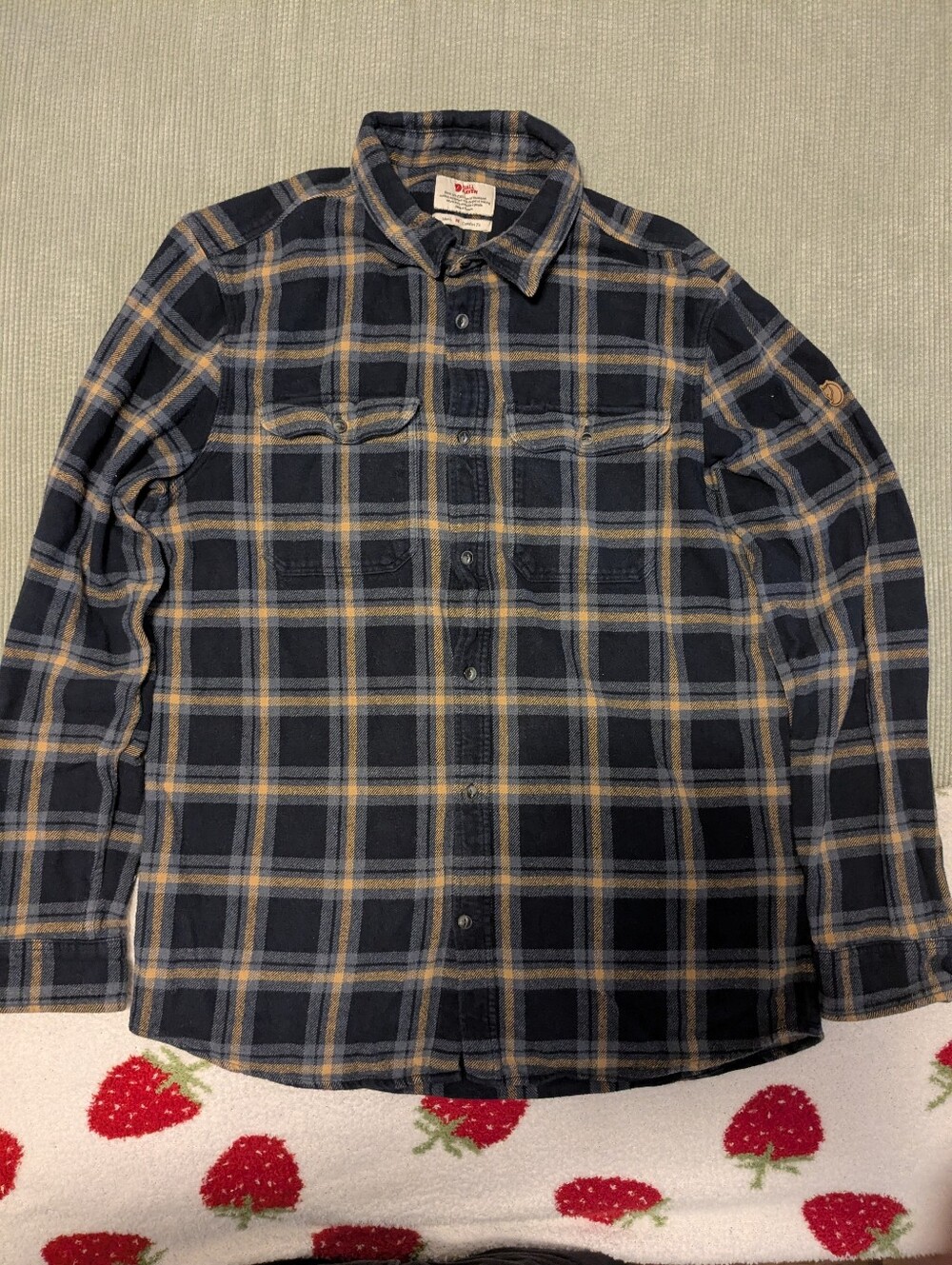 Fjallraven Ovik Heavy Flannel Shirt Blue Mens Size Medium